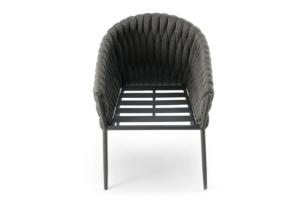 Hunn Mali Fauteuil repas Anthracite avec Cordes rembourrées, coussins en sus