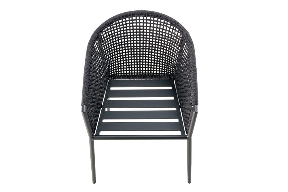 Hunn Mauritius Fauteuil repas Anthracite avec Cordes, coussins en sus