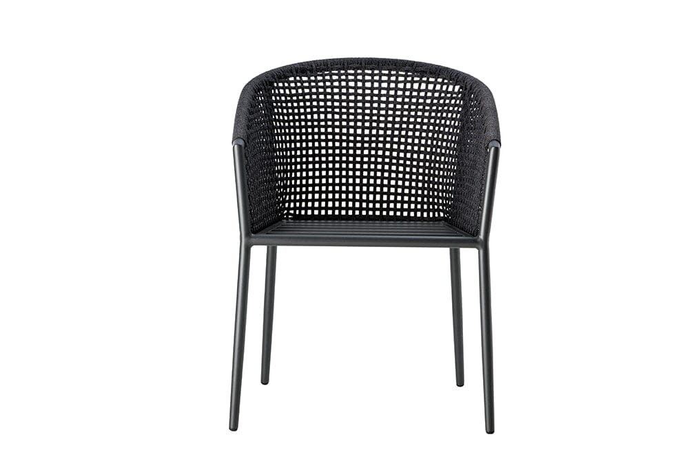 Hunn Mauritius Fauteuil repas Anthracite avec Cordes, coussins en sus