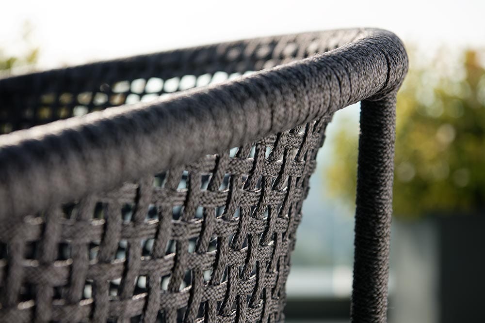 Hunn Mauritius Fauteuil repas Anthracite avec Cordes, coussins en sus