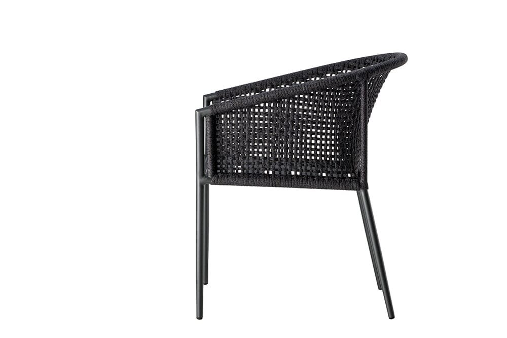 Hunn Mauritius Fauteuil repas Anthracite avec Cordes, coussins en sus