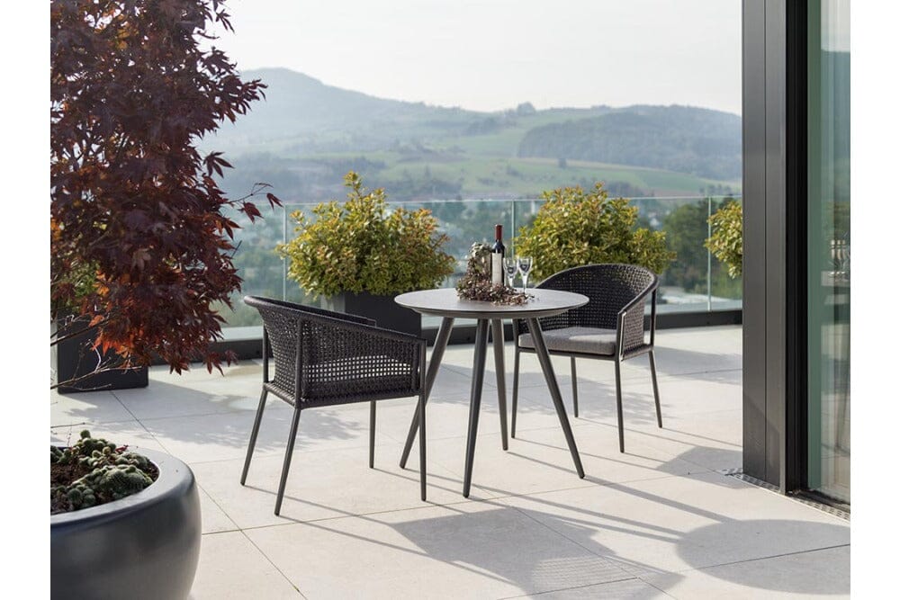 Hunn Mauritius Fauteuil repas Anthracite avec Cordes, coussins en sus