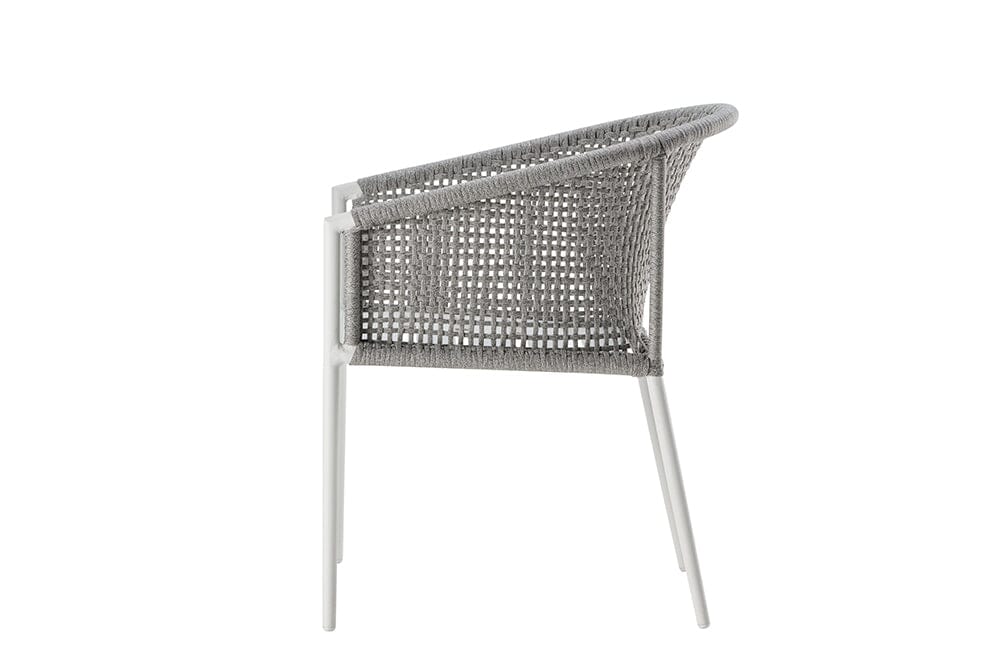 Hunn Mauritius Fauteuil repas Blanc avec Cordes, coussins en sus