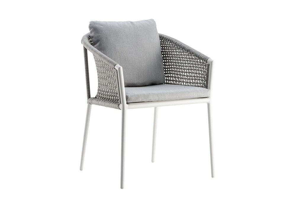 Hunn Mauritius Fauteuil repas Blanc avec Cordes, coussins en sus