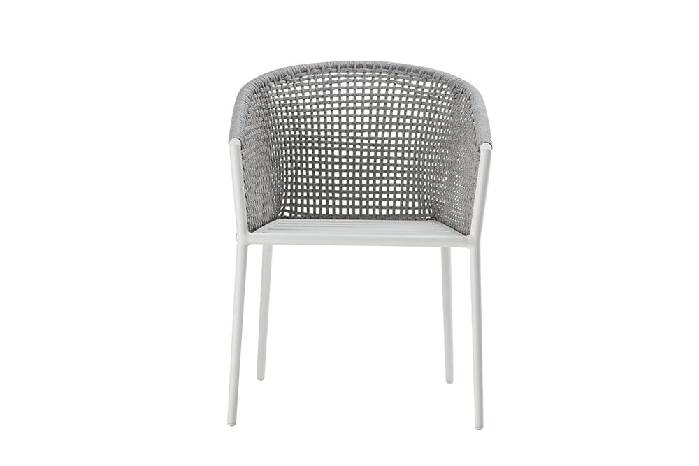 Hunn Mauritius Fauteuil repas Blanc avec Cordes, coussins en sus