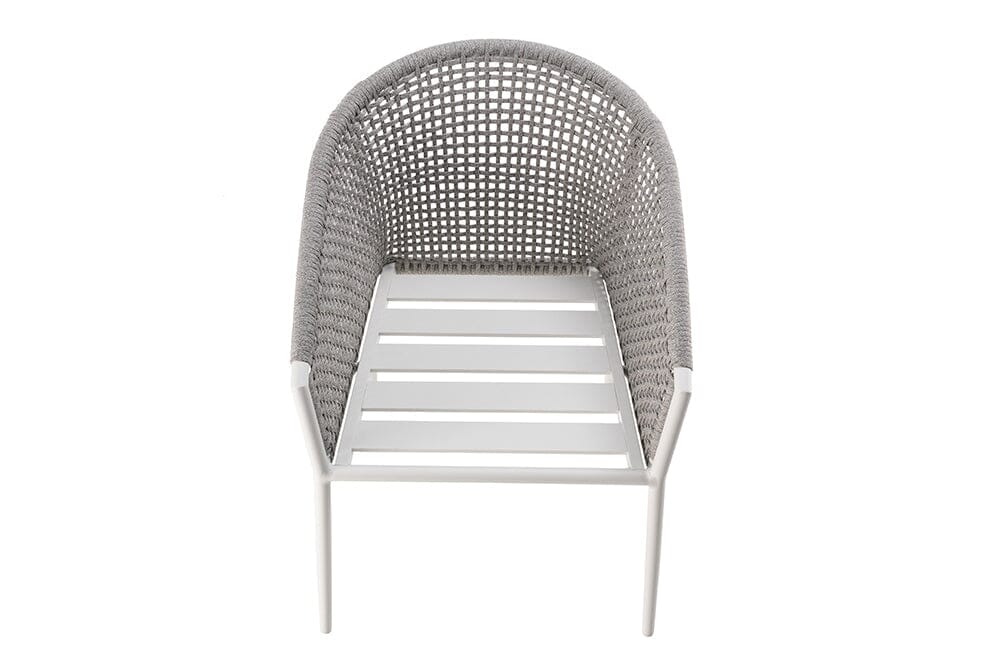 Hunn Mauritius Fauteuil repas Blanc avec Cordes, coussins en sus