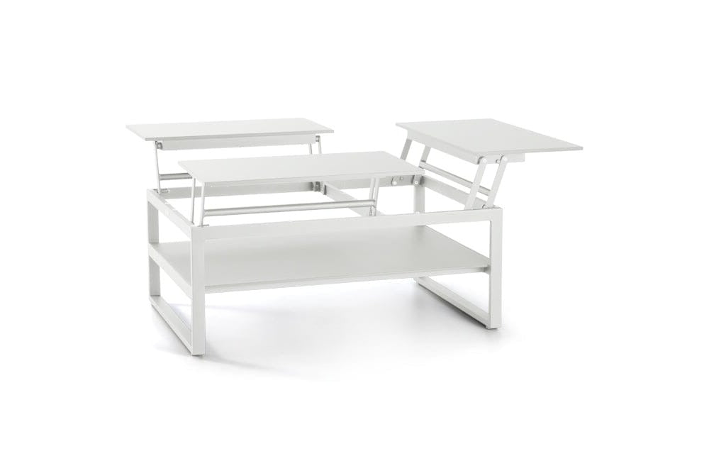 Hunn Miami Table basse à Plateaux relevables Multipositions 110x80cm H:43/63cm - 3 plateaux Blanc plateaux blanc