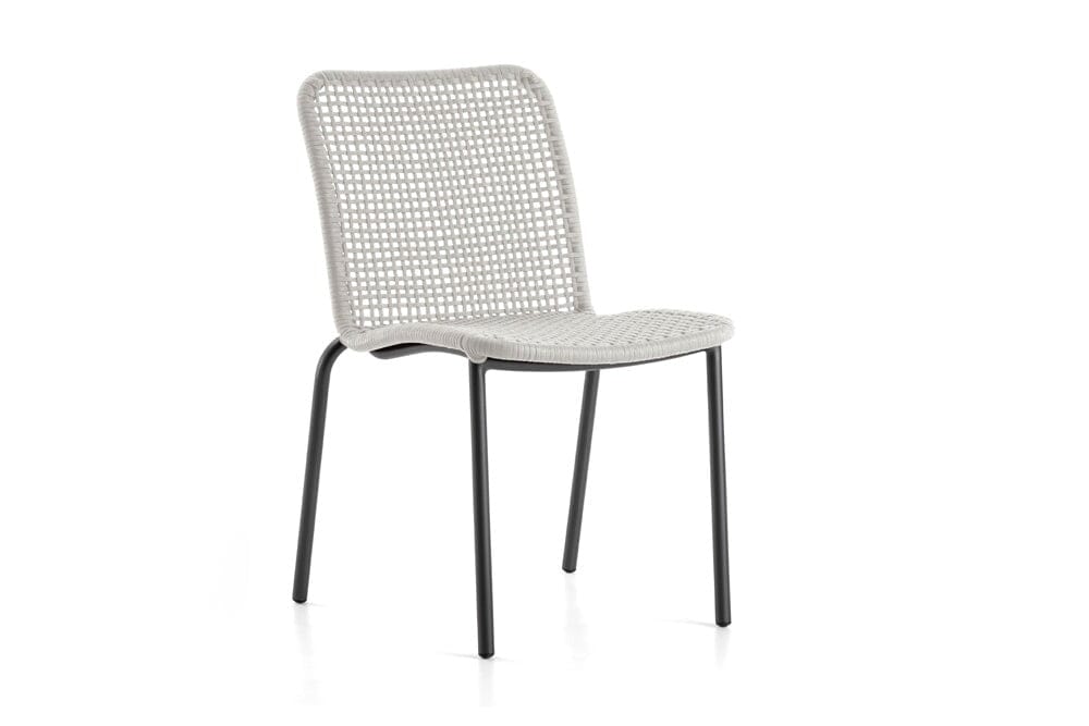 Hunn Palma Chaise repas Anthracite avec Cordes Gris argent