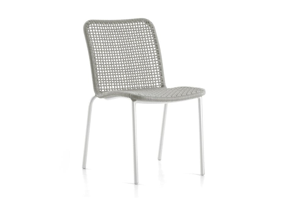 Hunn Palma Chaise repas Blanc avec Cordes Gris argent