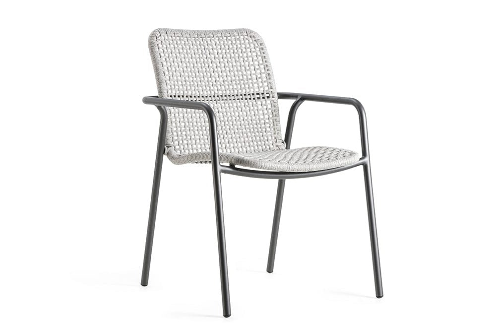Hunn Palma Fauteuil repas Anthracite avec Cordes Gris argent