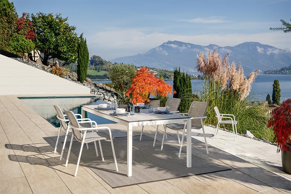 Hunn Palma Fauteuil repas Blanc avec Cordes