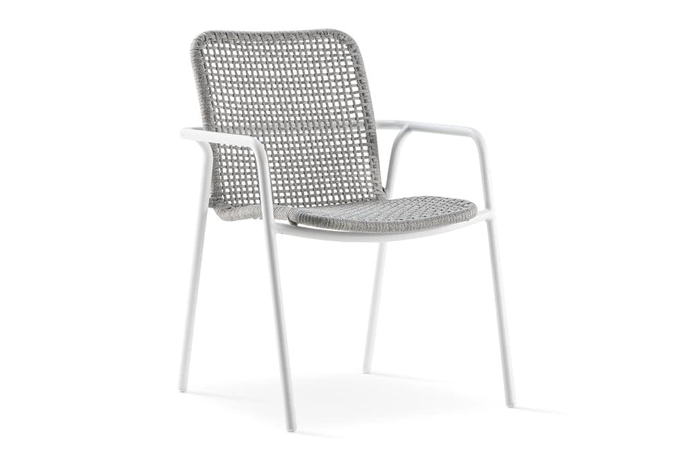 Hunn Palma Fauteuil repas Blanc avec Cordes Gris argent