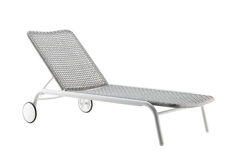 Hunn Palma Transat chaise longue avec cordes Blanc - Beige