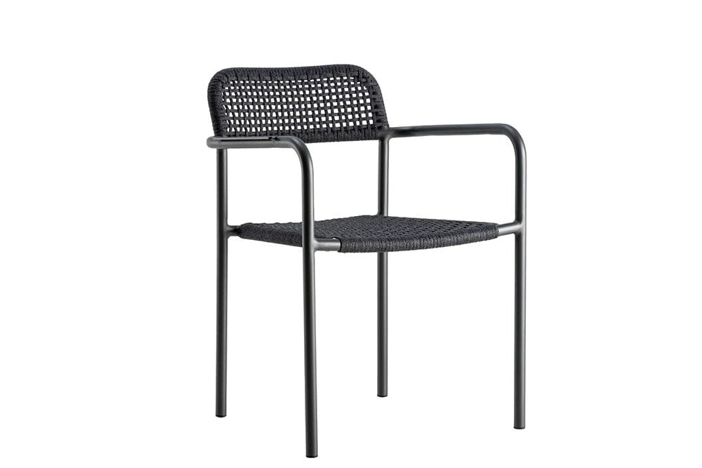 Hunn Patras Fauteuil repas Anthracite avec Cordes Anthracite