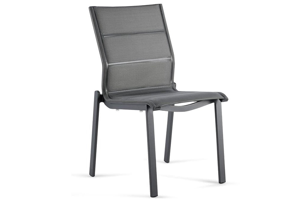 Hunn Porto Aluminium Chaise repas avec toile double rembourrée Argent