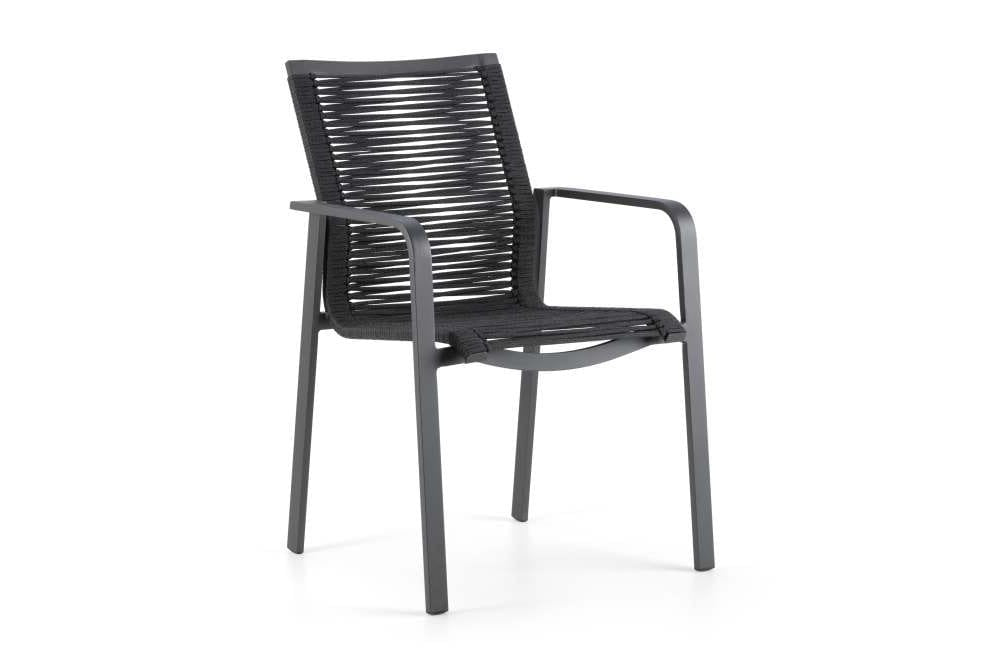 Hunn Porto Aluminium Fauteuil repas avec Cordes Anthracite