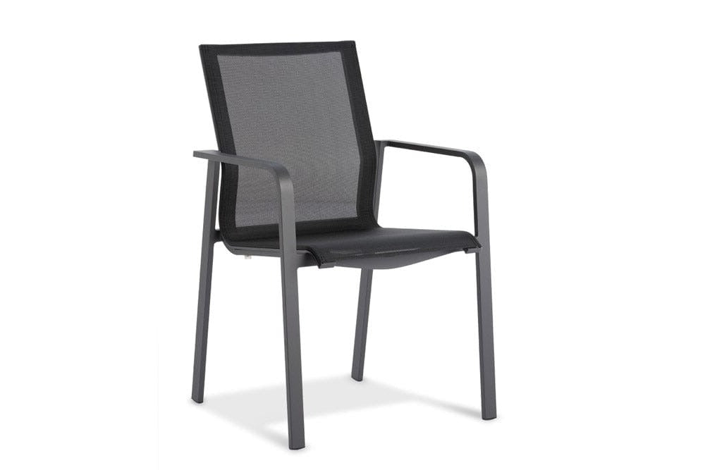 Hunn Porto Alumium Fauteuil repas avec toile Noir