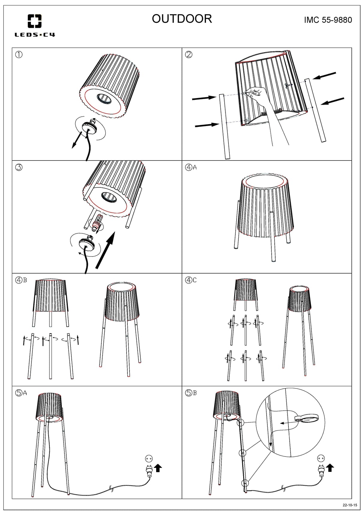 LEDS C4 Barcino lampadaire réglable en hauteur pour l'extérieur