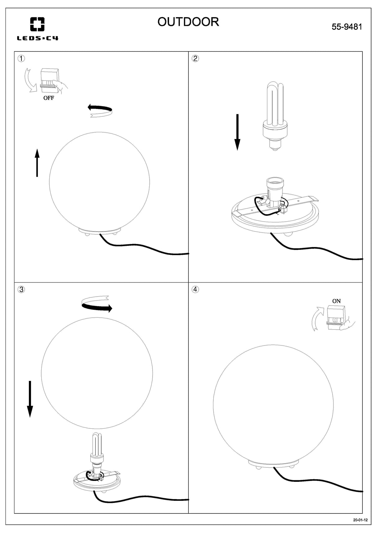 LEDS C4 Cisne Surface lampe boule de sol pour l'extérieur