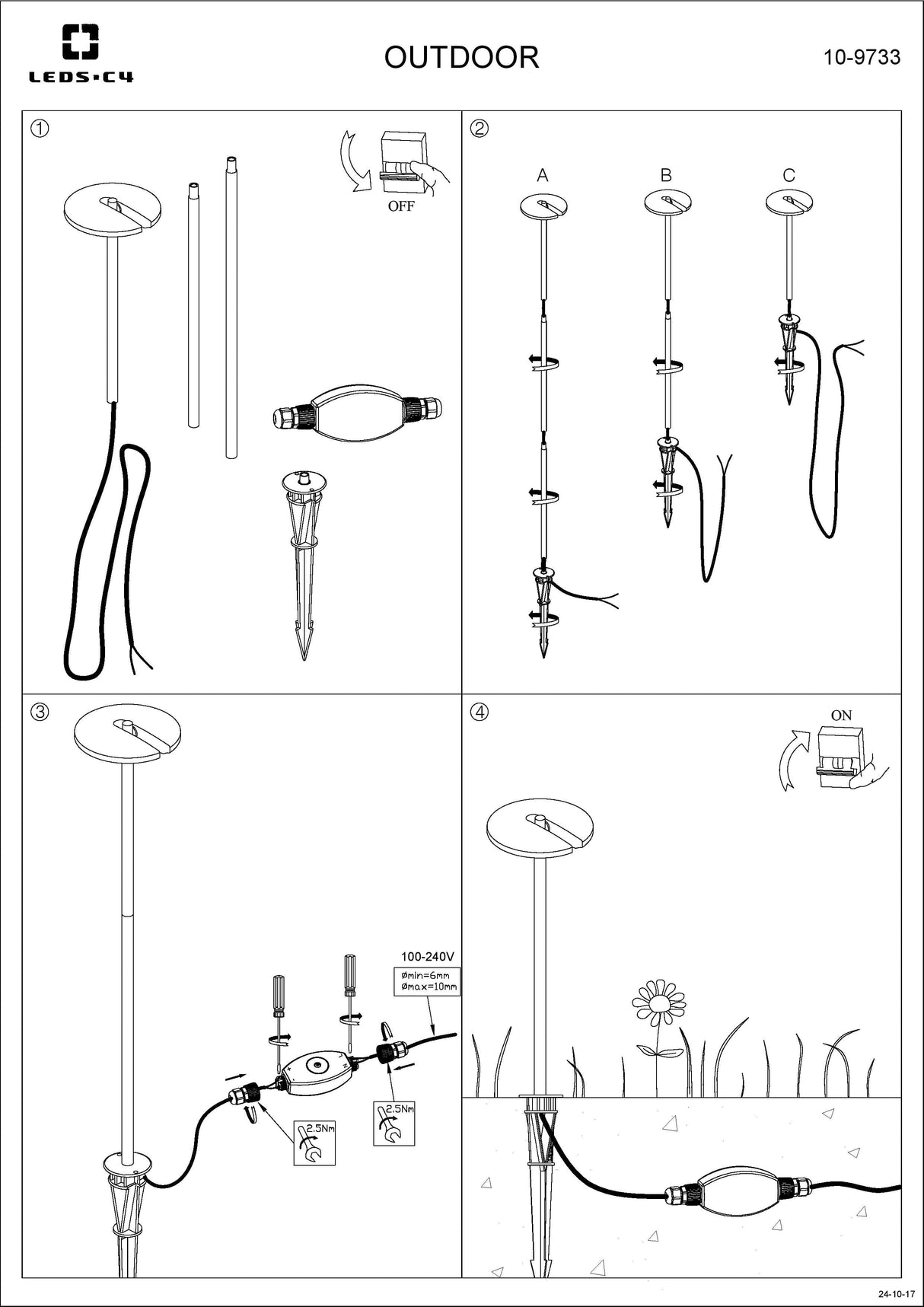 LEDS C4 Invisible borne lampe d'extérieur réglable, à planter