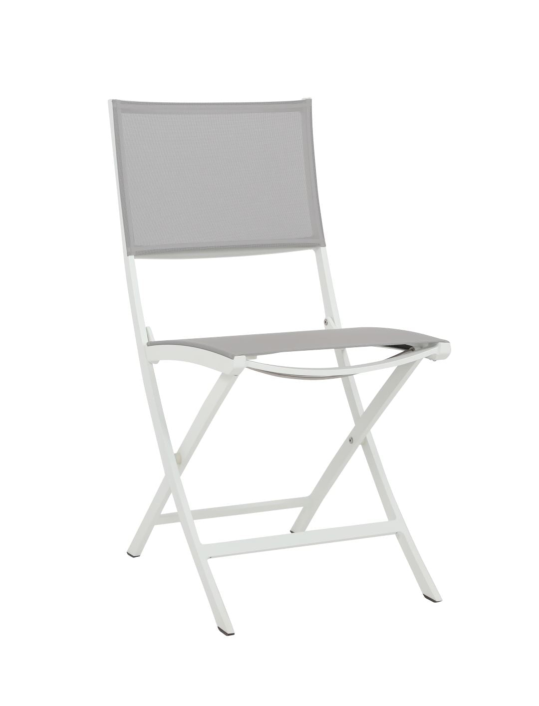 Les Jardins Amaka Chaise pliante Blanc / Toile Gris clair