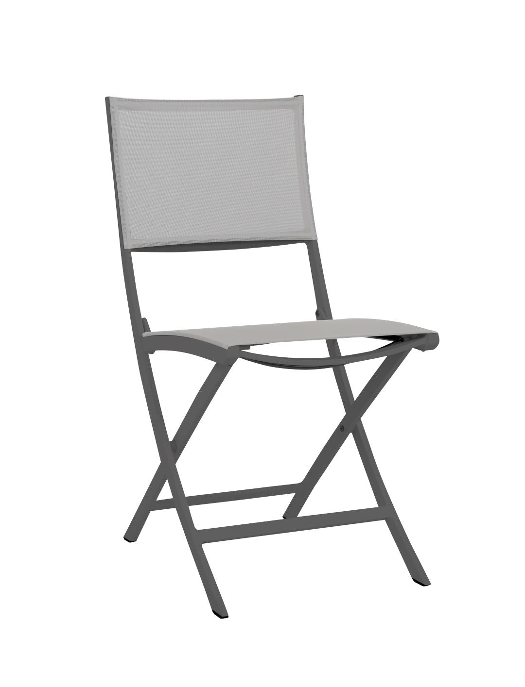 Les Jardins Amaka Chaise pliante Gris espace / Toile Gris clair