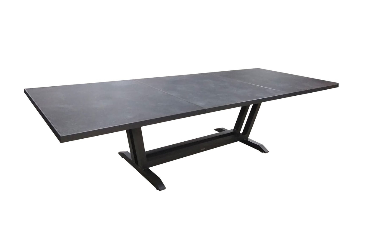Les Jardins Amaka Structure de table 204/306x102cm, plaques céramique en sus Gris espace