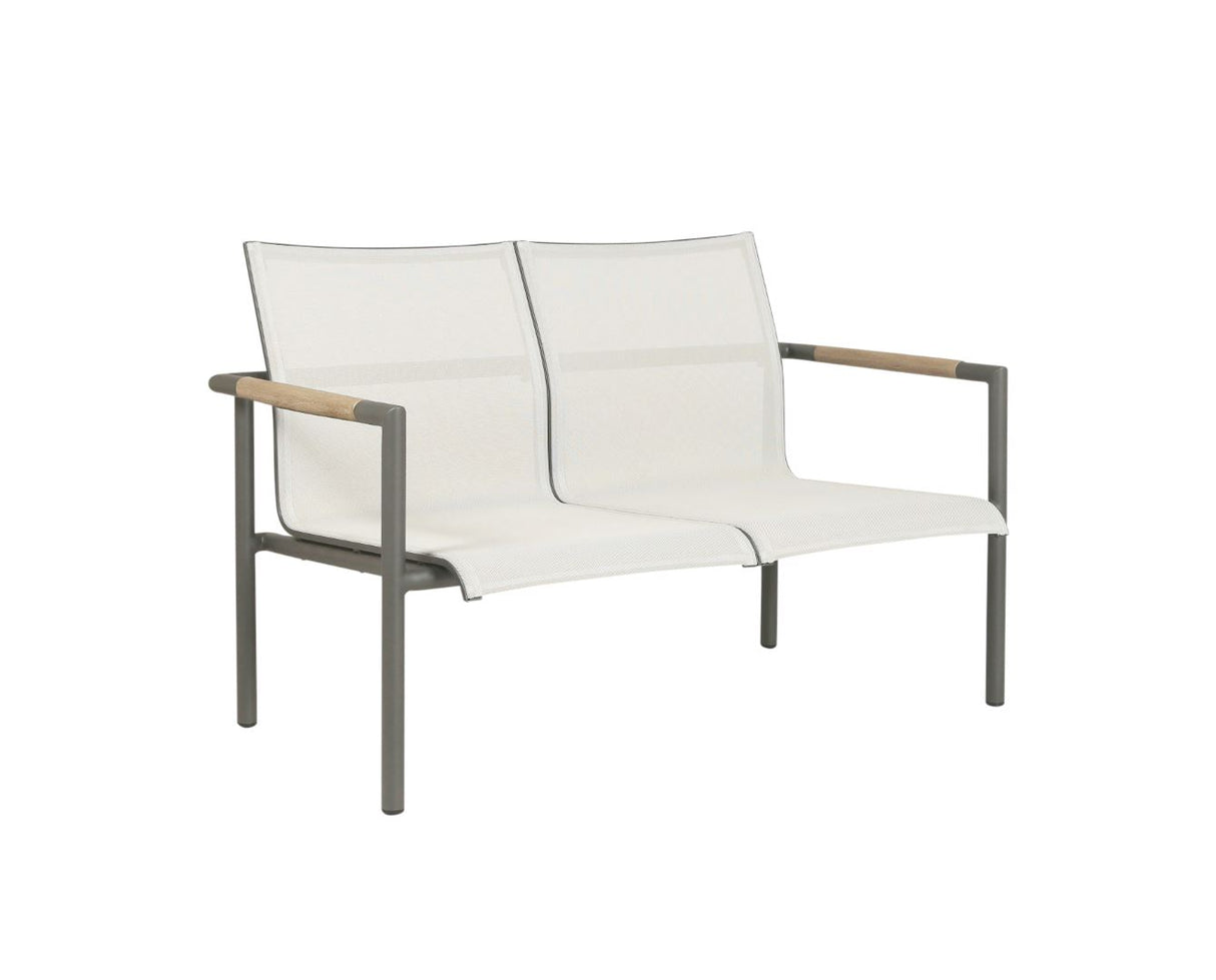 Les Jardins Bastingage Canapé empilable Structure Gris espace / Toile Ateja Blanc chiné