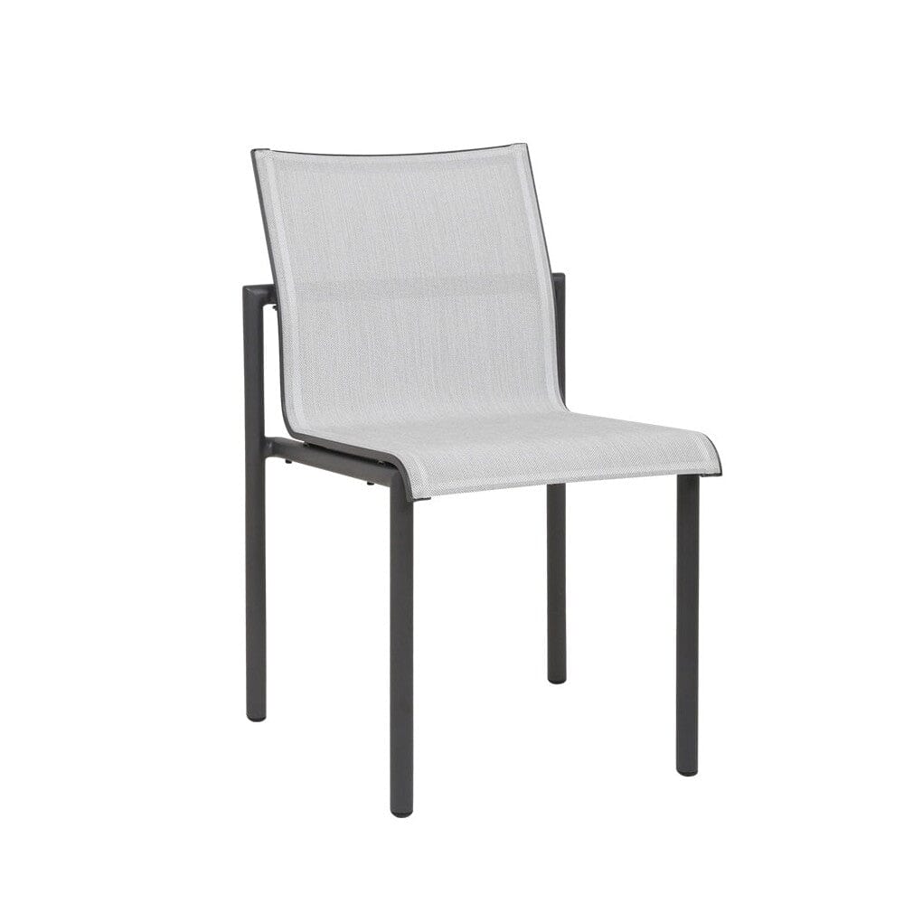 Les Jardins Bastingage Chaise de repas Structure Gris espace / Toile Ateja Blanc chiné