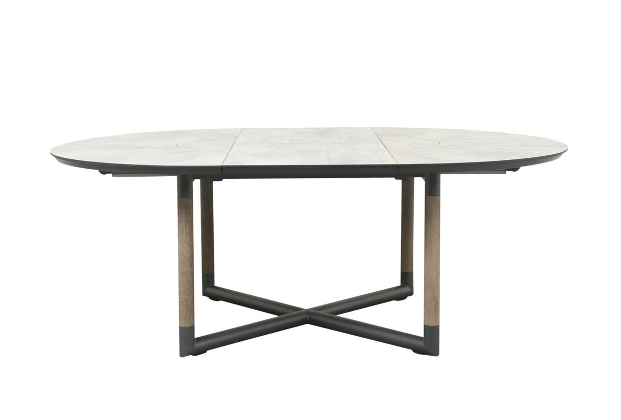 Les Jardins Bastingage Table ronde extensible 146/206x146cm Piètement Gris espace