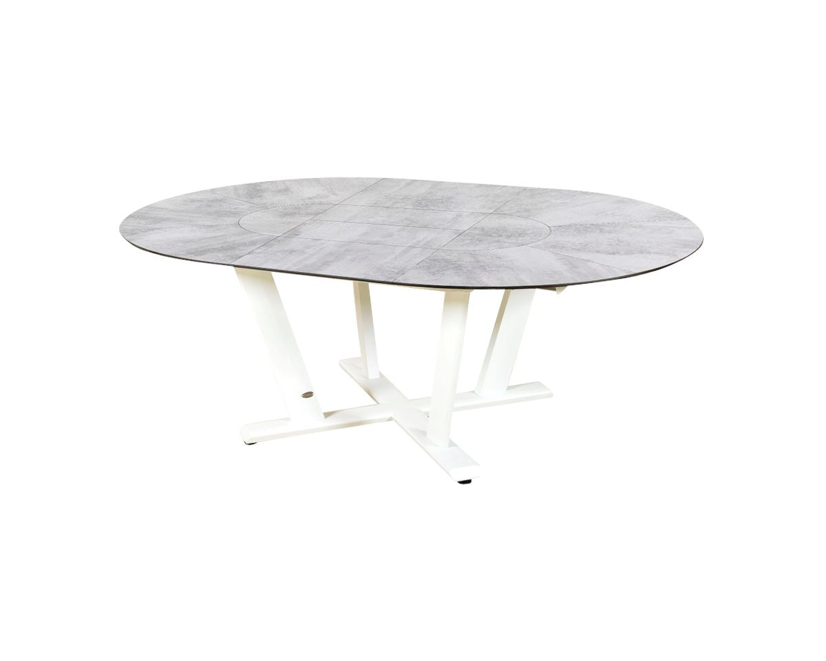 Les Jardins Hegoa Table ronde extensible 146/206x146cm Piètement Blanc