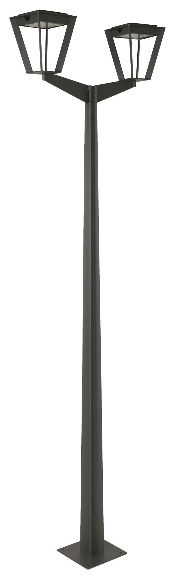 Les Jardins Metro Lampadaire solaire Double sans fil Gris espace