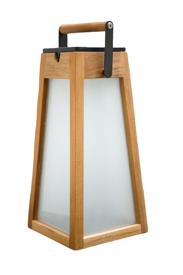Les Jardins Tecka Lanterne 500 Teck naturel et verre dépoli