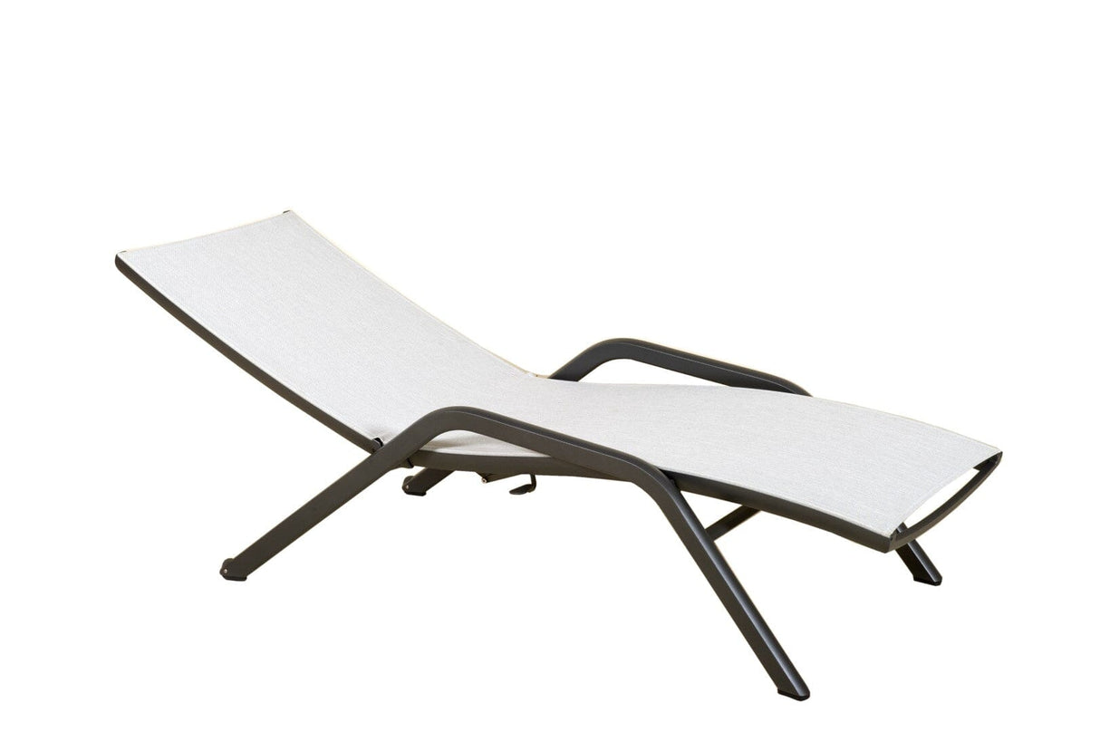 Les Jardins Yolo Bain de soleil Structure Gris espace-Toile Eden Blanc chiné