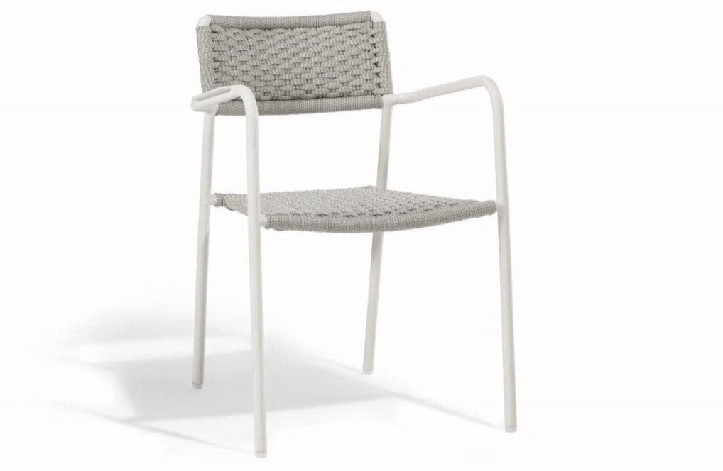 Manutti Echo Fauteuil repas White AF08 - Rope silver 11mm (2R02)