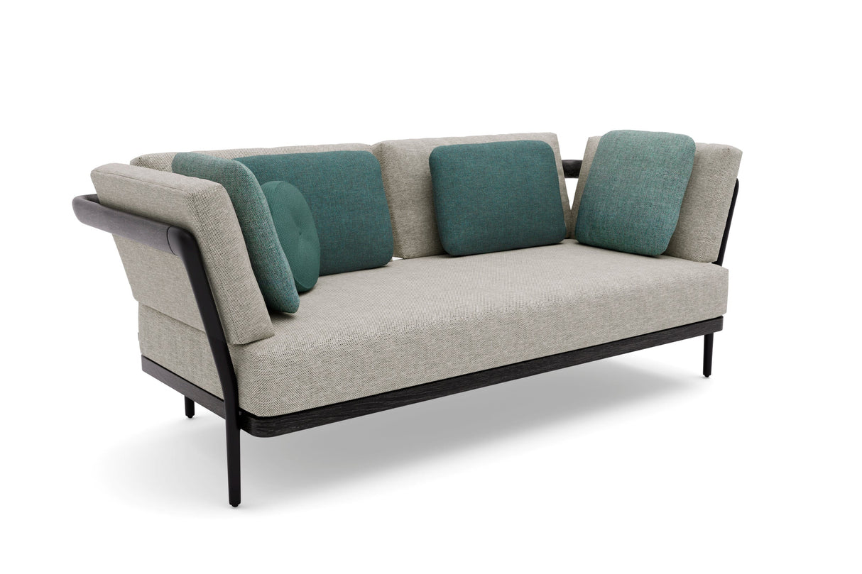 Manutti Flex Canapé 2-Seater, coussins en sus Black AF07 - Teak nero (HFTN)