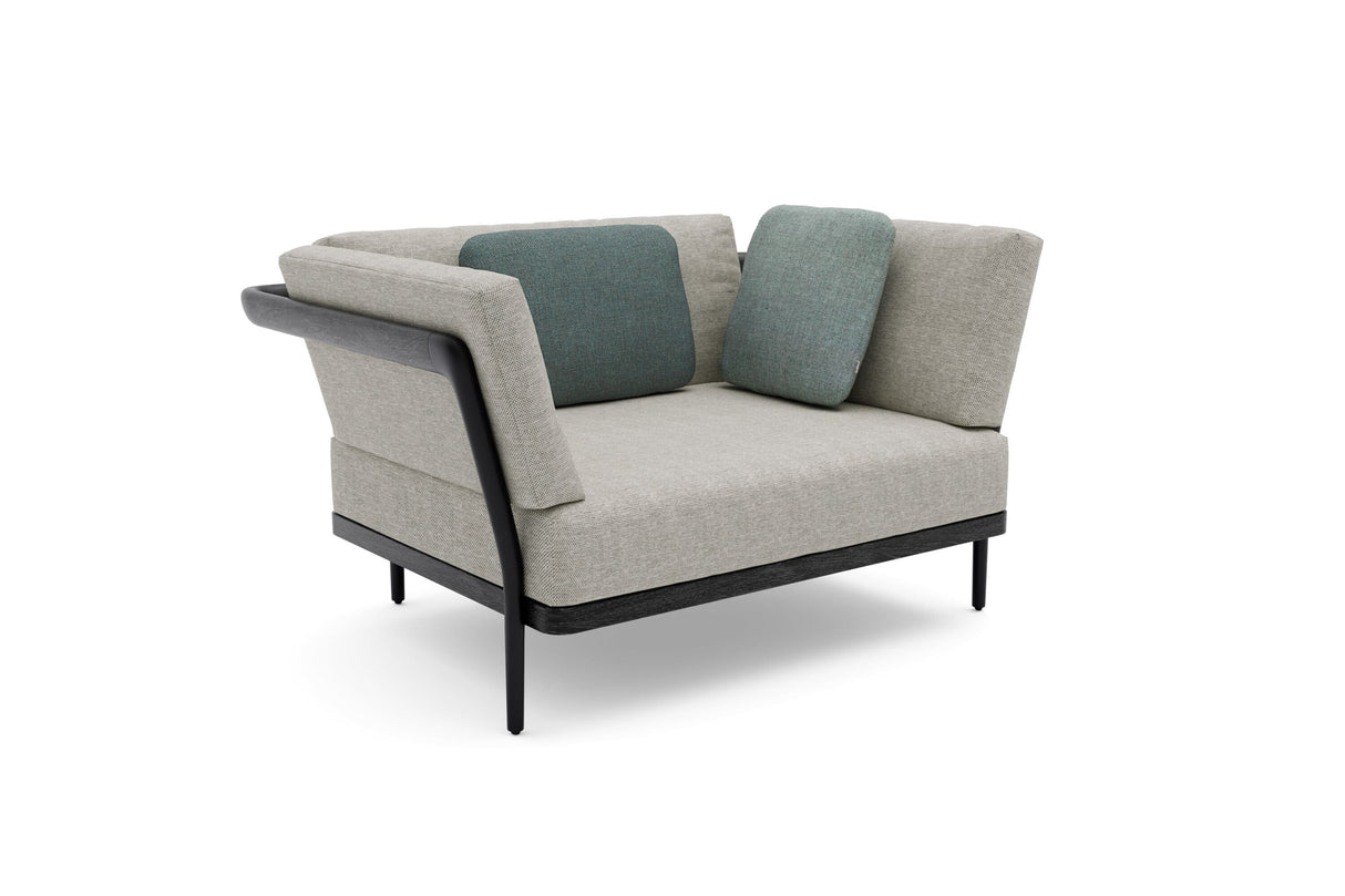 Manutti Flex Fauteuil club 1-Seater, coussins en sus Black AF07 - Teak nero (HFTN)