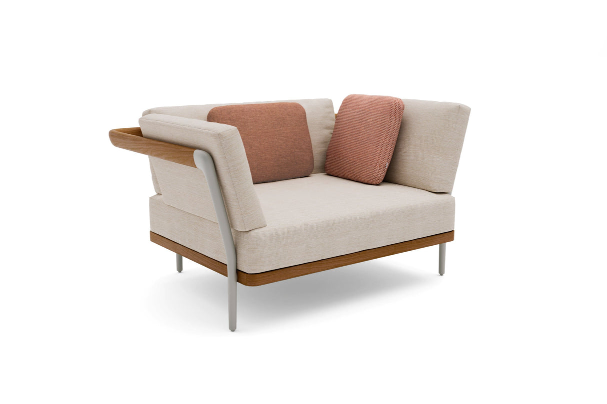 Manutti Flex Fauteuil club 1-Seater, coussins en sus Flint AF13 - Teak natural (HFTK)