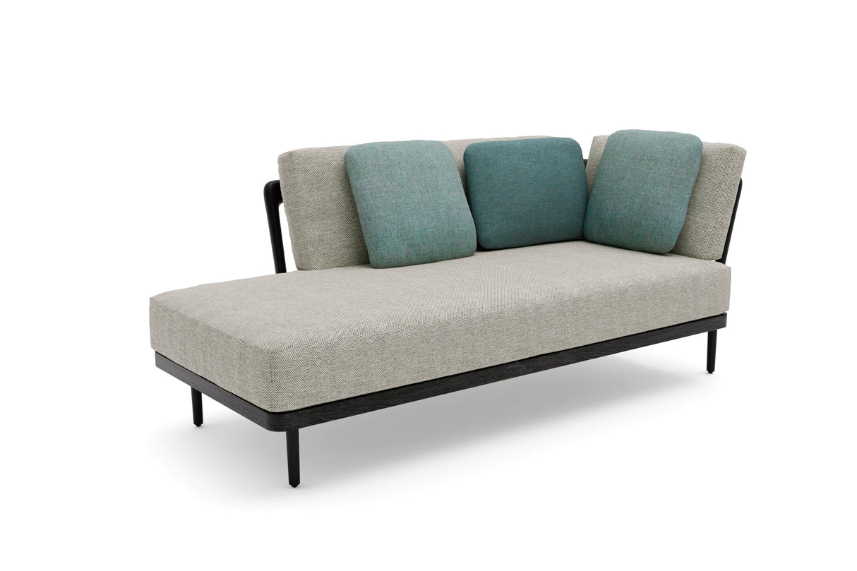 Manutti Flex Left Corner Double End Seat, coussins en sus Black AF07 - Teak nero (HFTN)