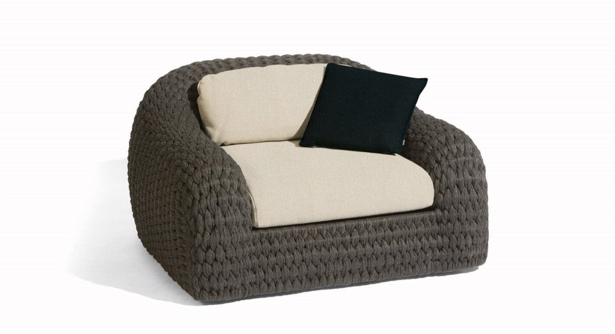 Manutti Kobo Fauteuil club 1-Seater, coussins en sus Rope Anthracite 45mm (4R03)