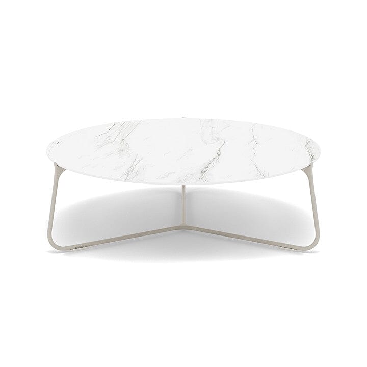 Manutti Mood Coffee table - Table basse ronde Ø 100cm h:33cm Plateau Céramique ou HPL Flint SF13 Ceramic Marble White 12mm 5K58