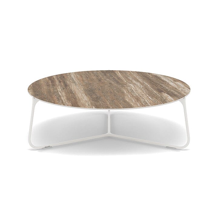 Manutti Mood Coffee table - Table basse ronde Ø 100cm h:33cm Plateau Céramique ou HPL White SF08 Ceramic Travertin 12mm 5K54