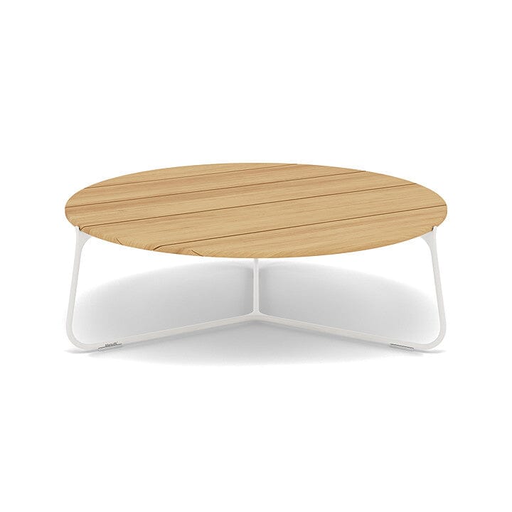 Manutti Mood Coffee table - Table basse ronde Ø 100cm h:33cm Plateau Teck White SF08 Teak Brushed 2H36