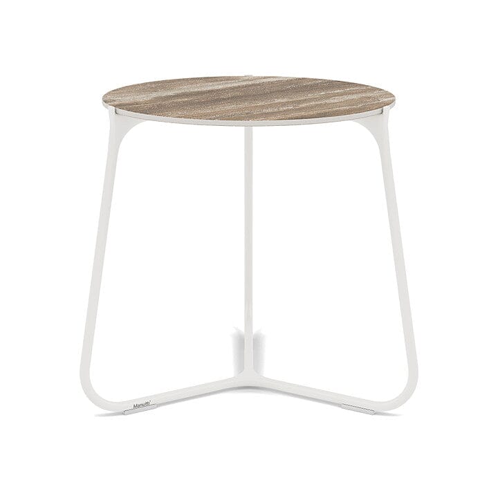 Manutti Mood Coffee table - Table basse ronde Ø 42cm h:45cm Plateau Céramique ou HPL White SF08 Ceramic Travertin 12mm 5K54
