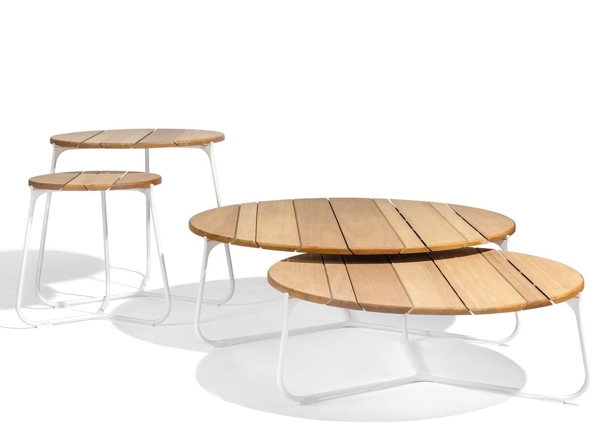 Manutti Mood Coffee table - Table basse ronde Ø 42cm h:45cm Plateau Teck