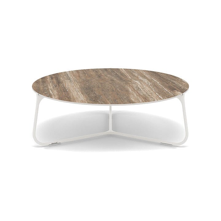 Manutti Mood Coffee table - Table basse ronde Ø 80cm h:28cm Plateau Céramique ou HPL White SF08 Ceramic Travertin 12mm 5K54