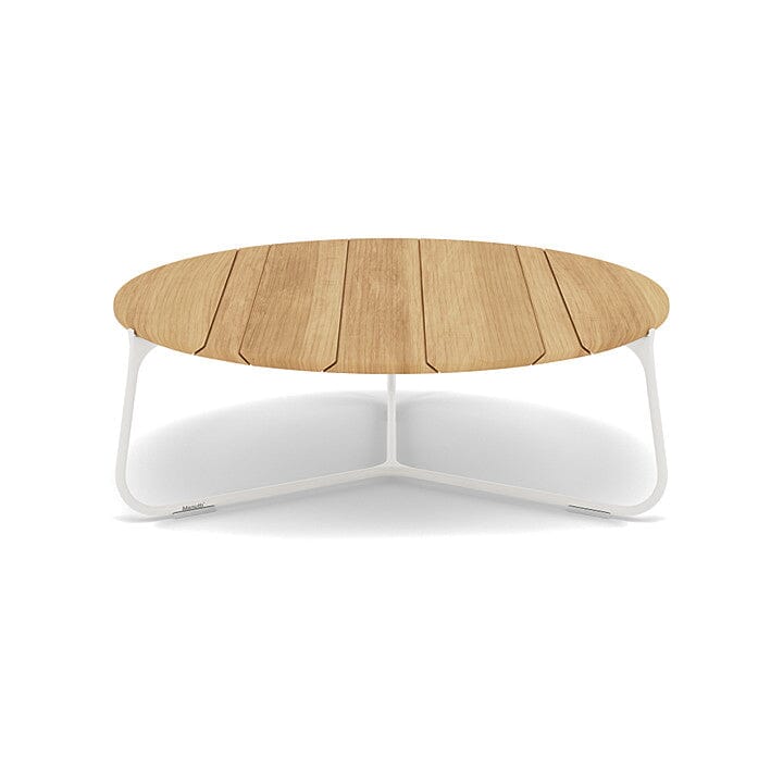 Manutti Mood Coffee table - Table basse ronde Ø 80cm h:28cm Plateau Teck White SF08 Teak Brushed 2H36