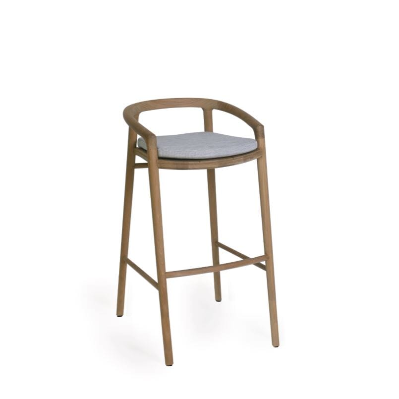 Manutti Solid Barstool 79 avec dossier, coussin en sus Teak natural