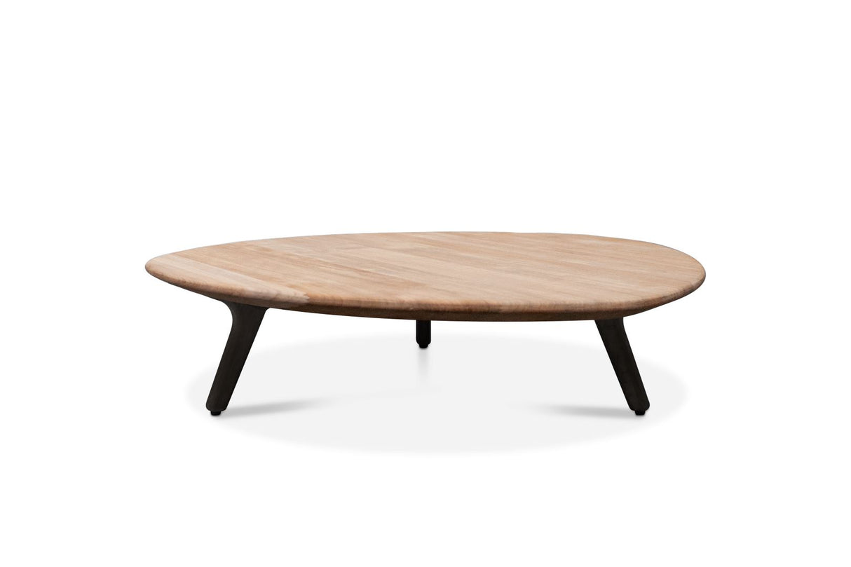 Manutti Torsa Organic Table basse Ø100cm Hauteur: 24cm Piètement Teak nero + Plateau Teak natural