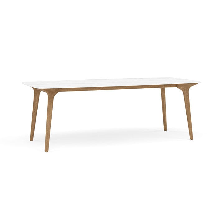 Manutti Torsa Table 264x118cm M 90h Hauteur: 90cm Teak natural Céramique Marble White 12mm (5K58)